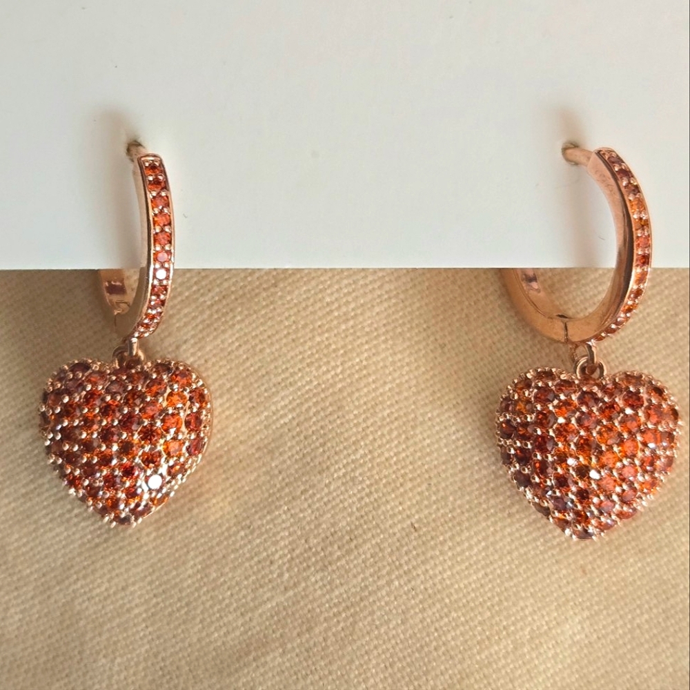 Heart-Shaped Rose Gold Hoop Earrings